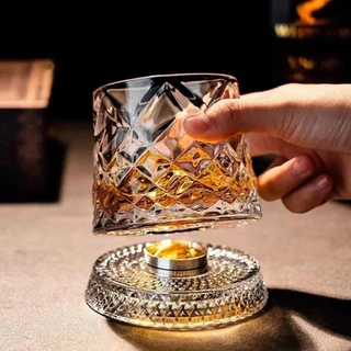 Copos De Uísque Rotativo Vidro Com Base De 360 Graus De Rotação Rum De Cristal Para Coquetel Beber