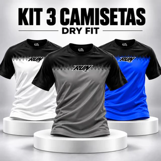 Kit 3 Camisetas Dry Fit Masculina Academia Corrida Treino Camisa Esportiva Leve Respirável Caminhada Trilha Bike Run