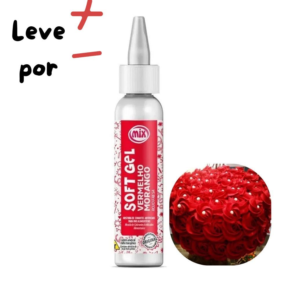 1~6 Corante Soft Gel Vermelho Morango 25g Mix Ingredientes