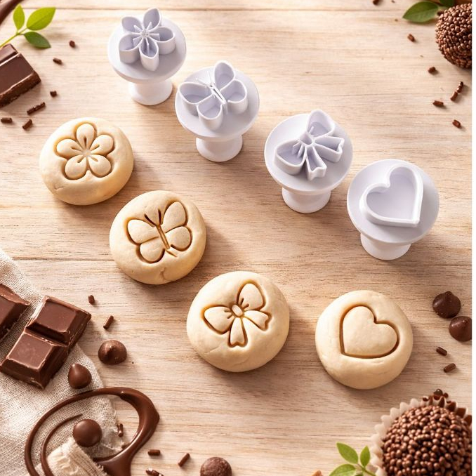 Kit 4 Carimbo para Doces e Brigadeiro – Flor, Borboleta e Co