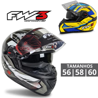 Capacete Fechado Com Viseira UV + Narigueira Alta Moto GTX Fox FW3 Masculino e Feminino Várias Cores em Oferta na Shopee