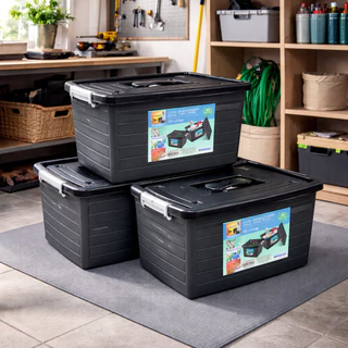 Kit Caixas Organizadora 30 Litros Container com Alça de Segurança Multiuso