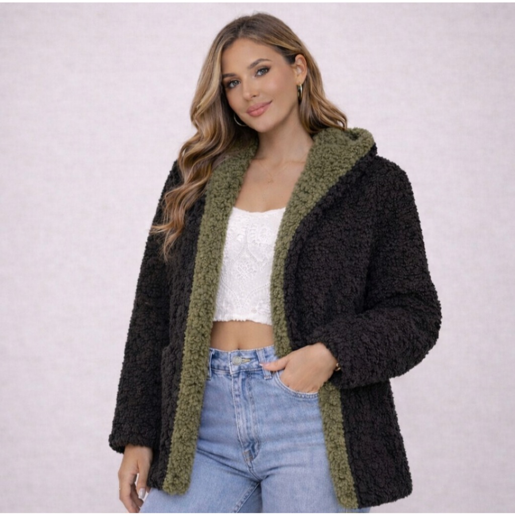 herlipto ♡ Double Breasted Shaggy Coat Casaco Feminino Reversível Dupla Face DUPLO Teddy Peludo Super