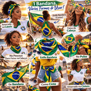 Bandana Brasil Copa 🇧🇷 Lenço Bandeira do Brasil Verde Amarelo | Faixa Cabeça | Torcida Seleção Masculina Feminina em Oferta na Shopee