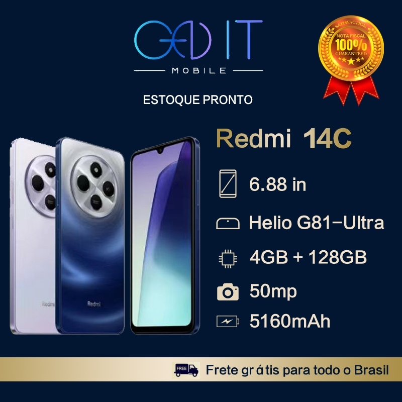 Smartphone Celular Xiaomi Redmi 14c 256gb 8gb RAM 128gb 4gb Dual