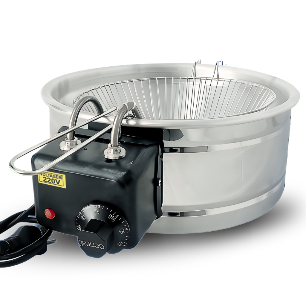 Fritadeira Eletrica Redonda Tacho 5 Litros Inox ou Esmaltada