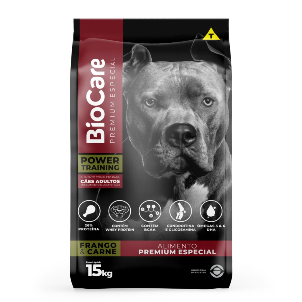 Ração Biocare Power Training para Cães Adultos Sabor Frango e Carne 15kg em Oferta na Shopee