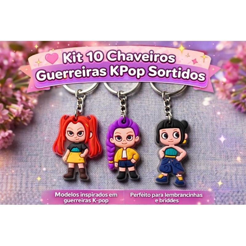 Chaveiro Guerreiras Huntrix Kpop 10un Lembrancinha K-pop Rumi Zoey