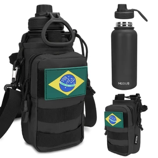 MODUS Garrafa Tática Térmica 1000ml Aço Inoxidável Com Alça Paracord Corda e Bolsa