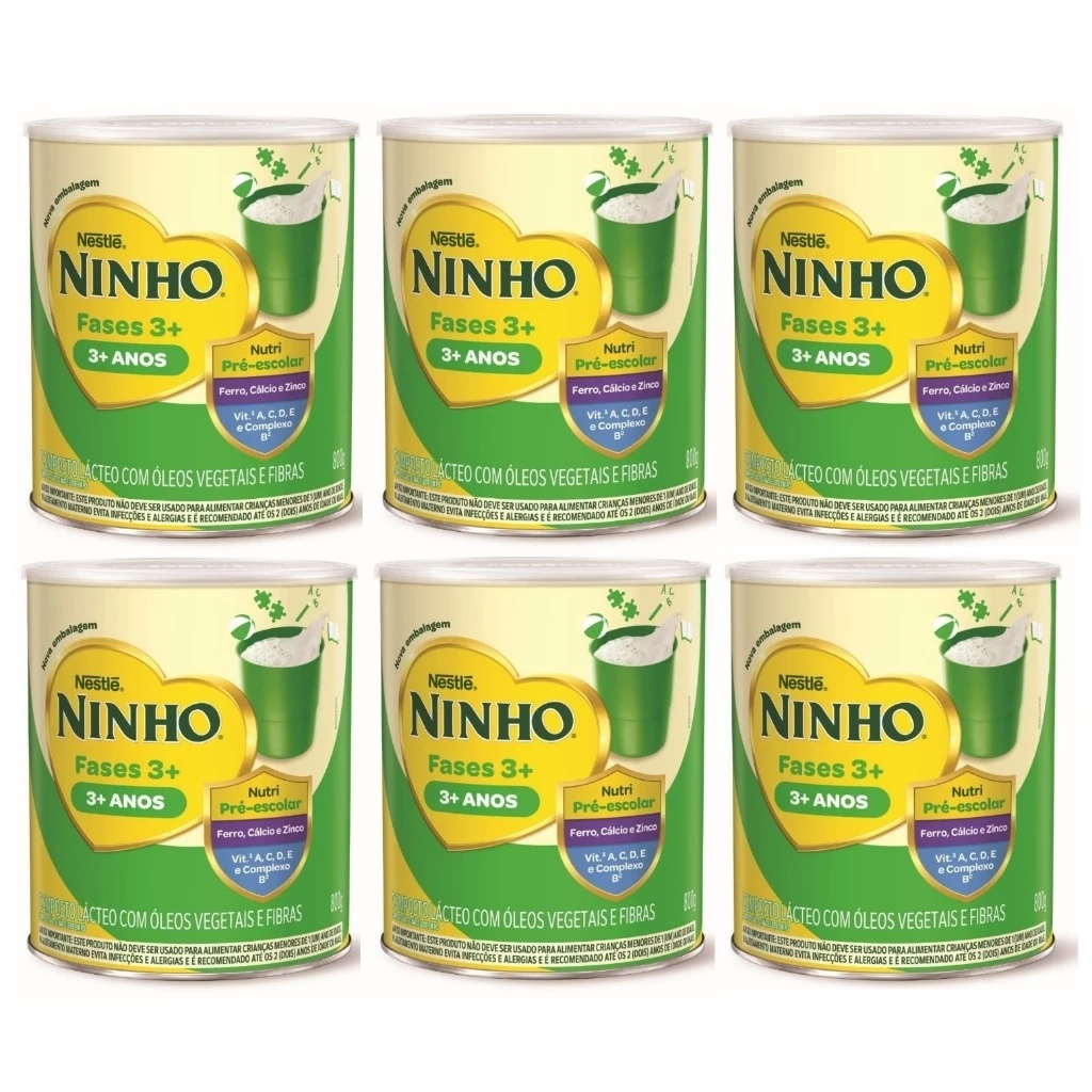 🔰 06 UNIDADES: Composto Lácteo Ninho Fases 3+ 800g