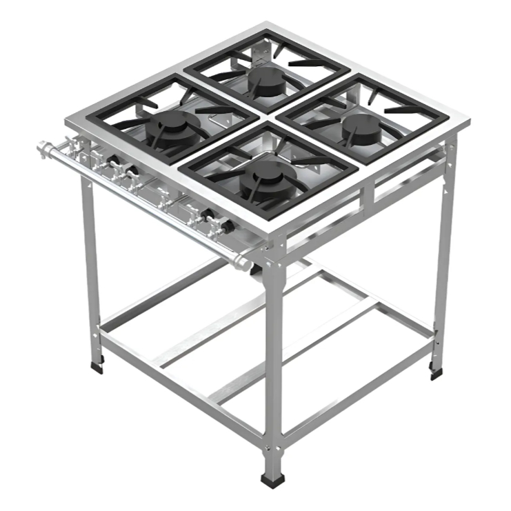 Fogão Industrial 4 Bocas Baixa Pressão 2qs 2qd Inox A Gás