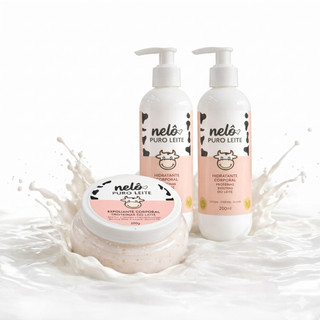Kit Puro Leite: sabonete, esfoliante e hidratante