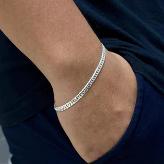 Pulseira Masculina 4mm Grumet Elo Duplo Banhado a Prata 925
