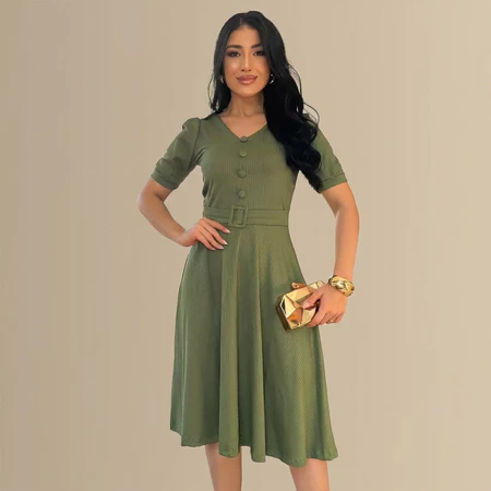 Vestido Mídi Godê Feminino Moda Evengélica