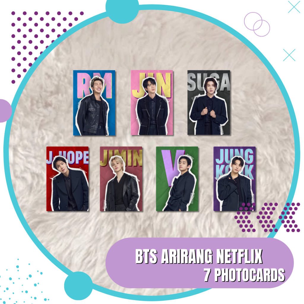 Kit BTS Arirang com 7 Photocard - RM - Jin - Suga - JHope - Jimin