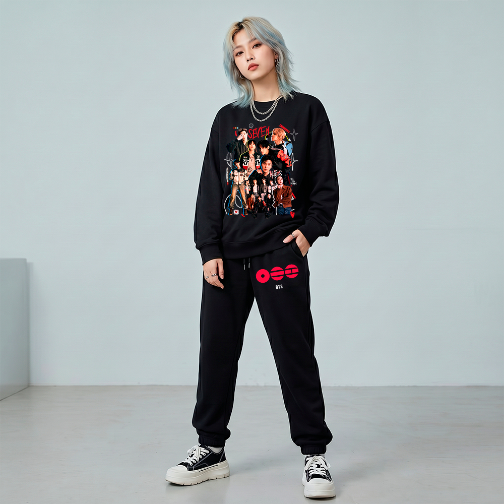 Kit Conjunto Moletom e Calça Jogger BTS Bangtan Boys K-pop Tour