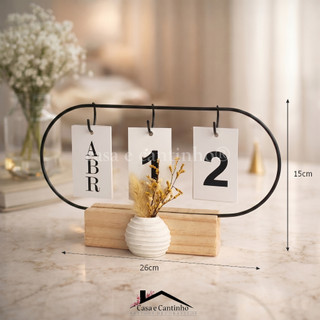 Calendário de Mesa Decorativo com Plaquinhas Preto Rose Dourado Permanente Escritório — foto 5 — Achou Levou Brasil
