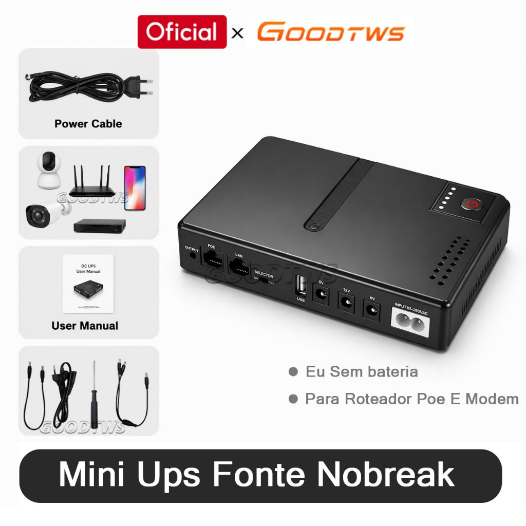 Mini Ups Fonte Nobreak Para Roteador Poe Lan E Modem Fonte De ...