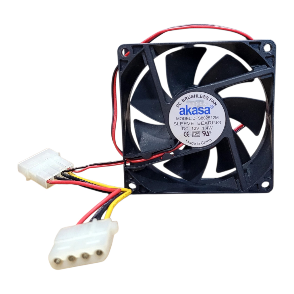 Cooler Fan Akasa 80mm 12v Molex 4 Pinos Dfs802512m Sleeve | Shopee Brasil