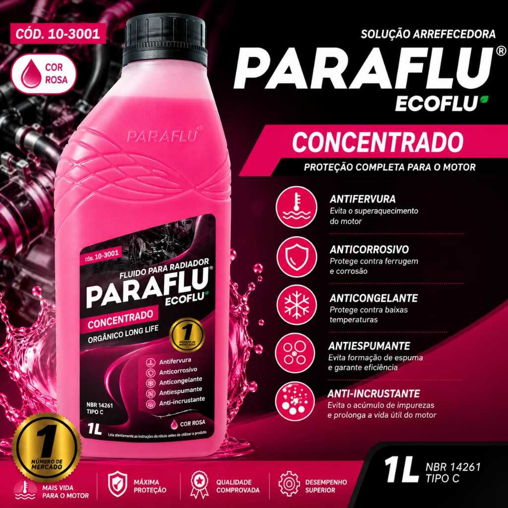 Aditivo Rosa Concentrado Paraflu 1 Litro – Proteção Máxima para ...