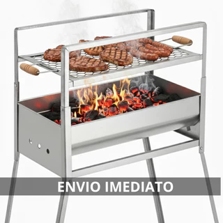 Churrasqueira a Carvão Portátil Reforçada Anti Ferrugem Galvanizado Fácil Montagem