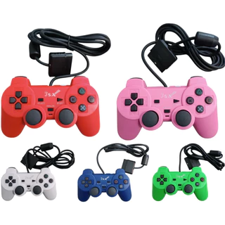 Controle PS2 Analógico Com Fio 1,8m Linha Superior Original JSX, PS1, PSX - Azul, Branco, Rosa, Verde, Vermelho