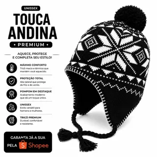 Touca Peruana Gorro de Frio Unissex Estilo Chaves Touca de Lã Inverno Quente