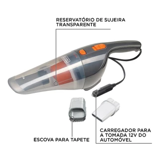 Aspirador Compacto De Automóveis BLACK+DECKER BDCV370-LA Com 2 Acessórios