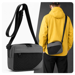 Bolsa Transversal Masculina Impermeável Compacta Com Múltiplos Compartimentos