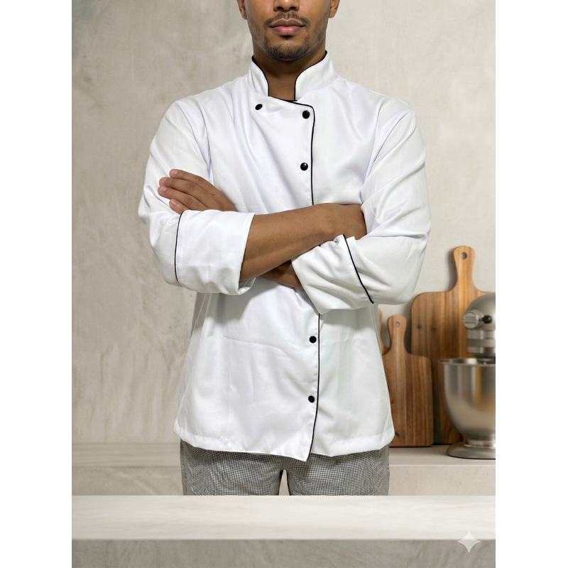 Dolmã Jaleco Chef Cozinha Gabardine Manga 3/4 Branca Botão P