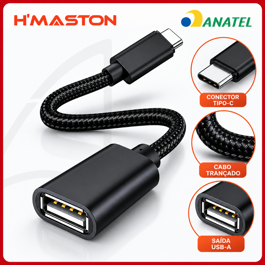 Adaptador OTG Cabo USB 3.0 Para Tipo C Super Rápido 5Gbps Hmaston