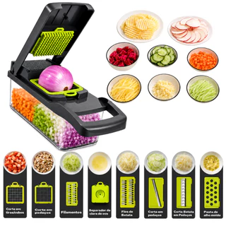 Fatiador de Legumes 16 em 1 Cortador Ralador Picador Multifuncional Cozinha com Lâminas Inox