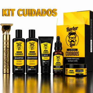 Kit Cuidados Para Barba Balm, Shampoo, Condicionador e Óleo Hidratante Maquina de Barbear
