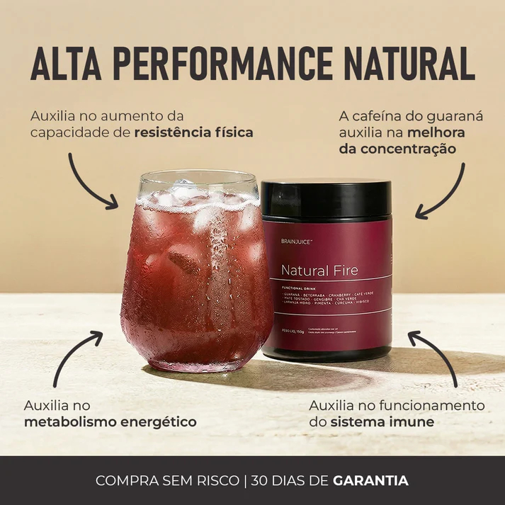 Kit 2 Pré Treino Natural Fire Sabor Limão Com Morango + Garrafa Premium de Treino Brai