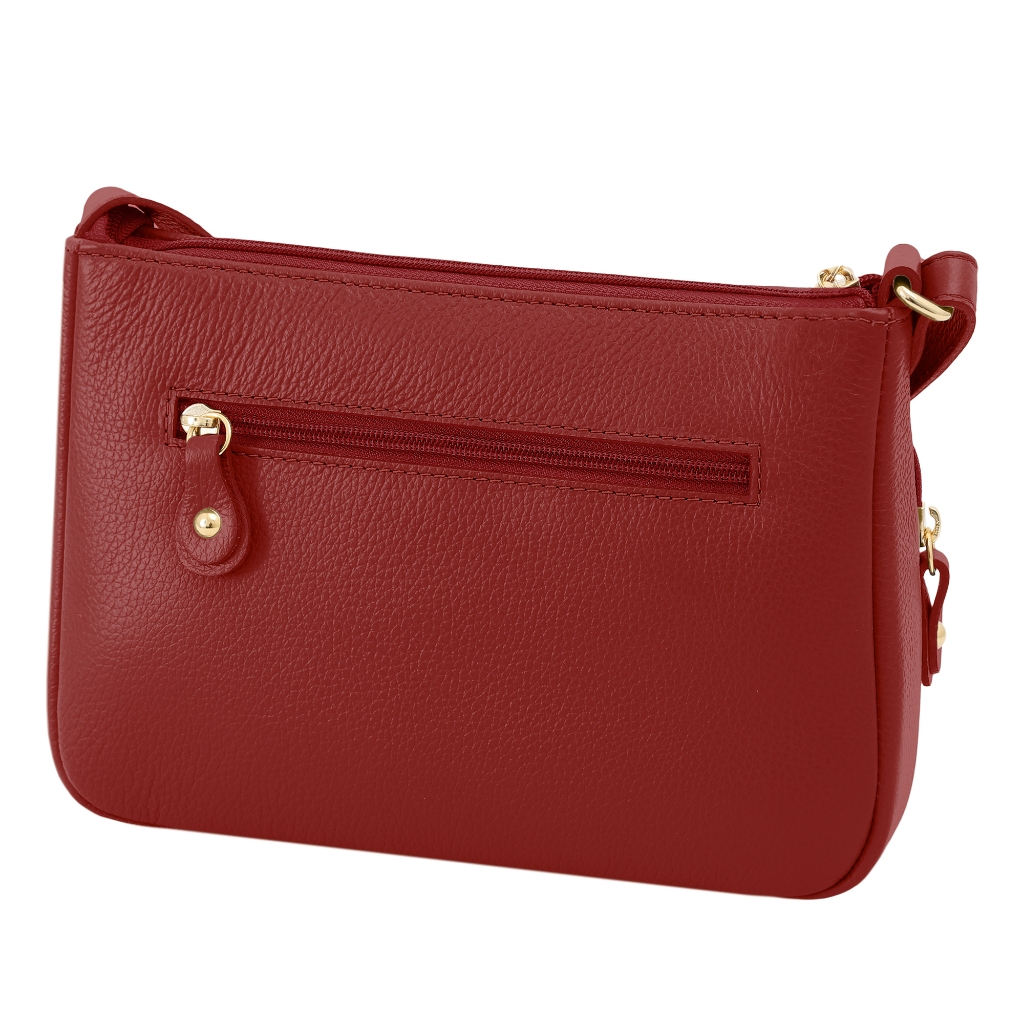 Bolsa Feminina Couro Alça Transversal Mariart Bolso Frontal Zíper