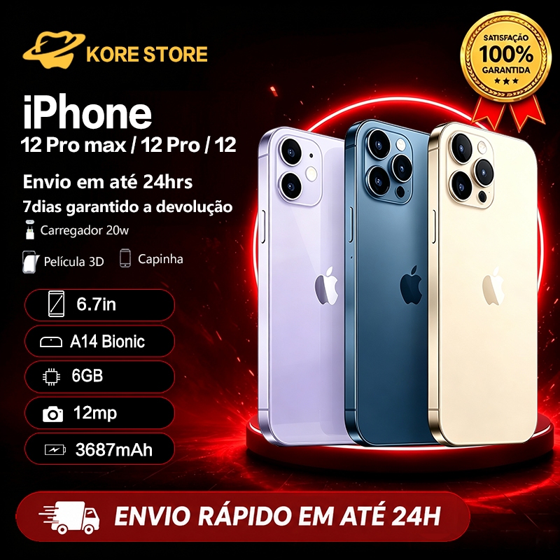 Celular iPhone 12/12pro/12pro max 128GB/256GB Desbloqueado 100