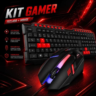 Kit Teclado E Mouse Gamer Com Fio Multimidia Mouse 1200 Dpi