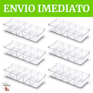 KIT 6 COLMEIA ORGANIZADORA EM ACRÍLICO COM DIVISÓRIA PARA GAVETAS MEIA ROUPA DE BEBE