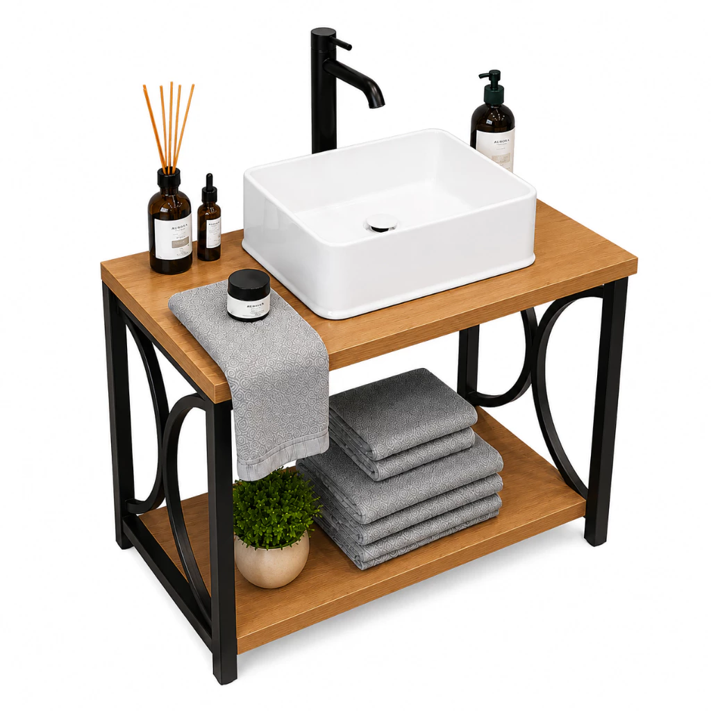 Gabinete Moderno para Banheiro Lavabo com Pia Integrada ABS Completo Suspenso 2 Portas