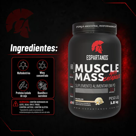 Suplemento em pó Massa Hipercalórico Muscle Mass 1800g Espartanos Nutrition