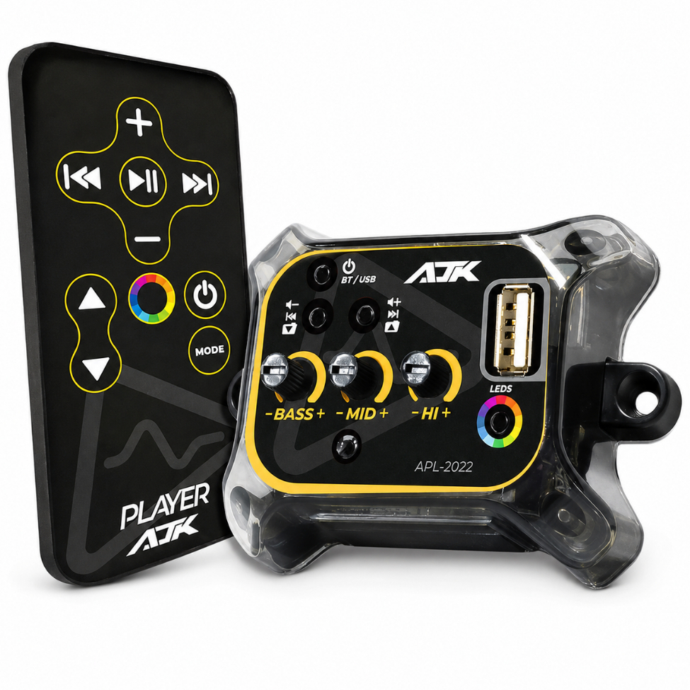 Player Automotivo AJK APL-2022 Bluetooth 5.0 Caixa Bob USB Controle Saída LED Endereçá