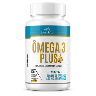Ômega 3 Plus Bom Chá 60 Cápsulas Meg-3 EPA 990mg DHA 660mg Alta Concentração Óleo de Peixe Premium