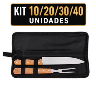 KIT 10/20/30/40 pçs de Churrasco 01 Faca e 01 Garfo - No Estojo