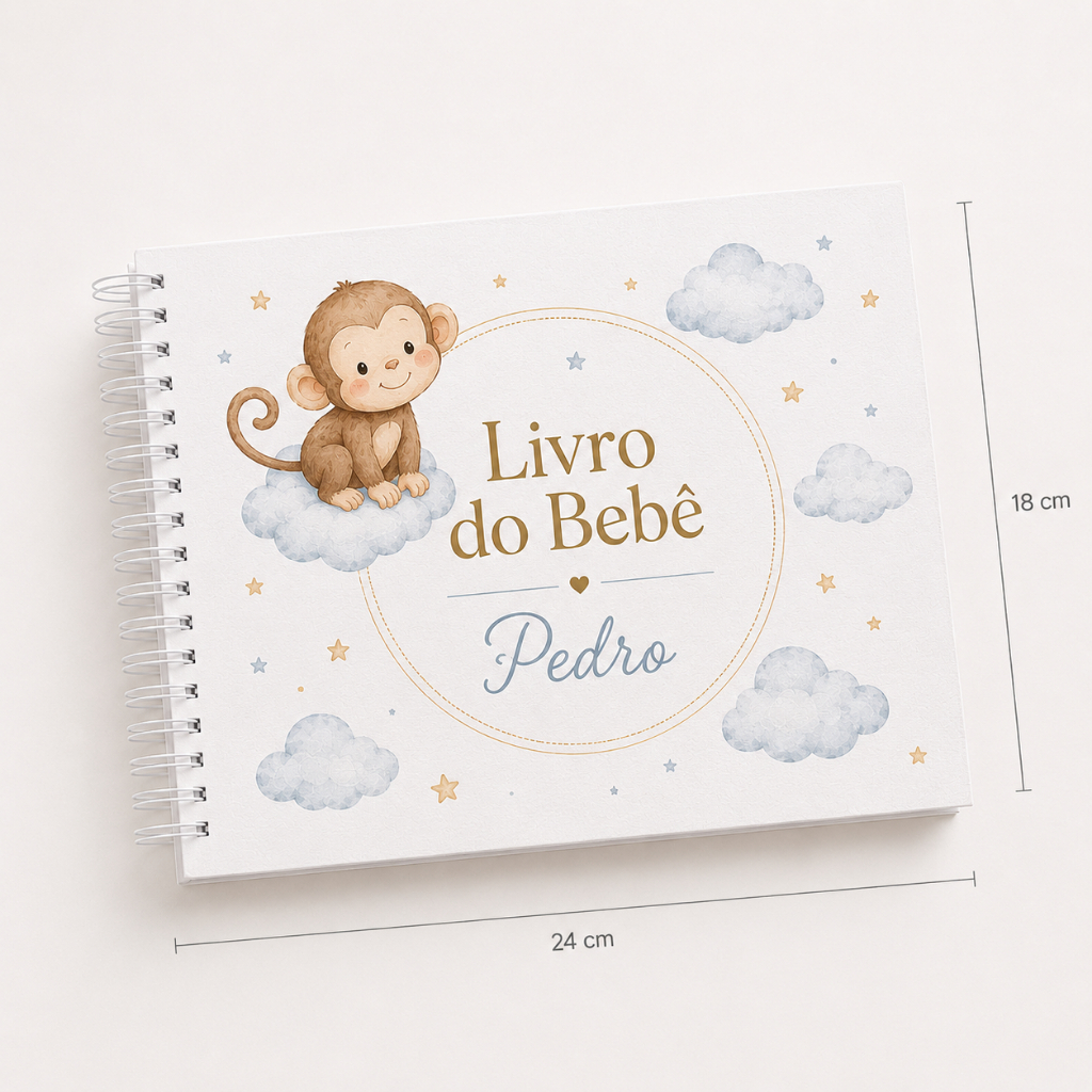 Livro do Bebê Personalizado | Vários Temas — Macaquinho