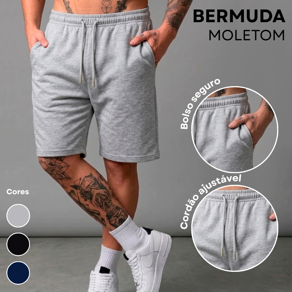 Bermuda Moletom Masculino Esportivo Leve Bolsos Cordao Ajustavel Casual 2 Bolsos Viagem Conforto 228