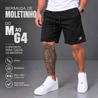 Bermuda Masculina Moletinho do M ao G4 com Bolso Cós Elástico Shorts Confortável Casual Plus Size