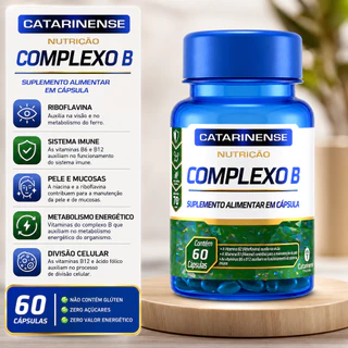 Complexo B Catarinense Pharma 60 Cápsulas Vitaminas B1 B2 B3 B5 B6 B7 B9 B12