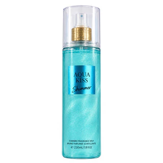 Body Splash Aqua Kiss Shimmer 230ml Perfumado com Glitter Brilho Corporal Fragrância Refrescante