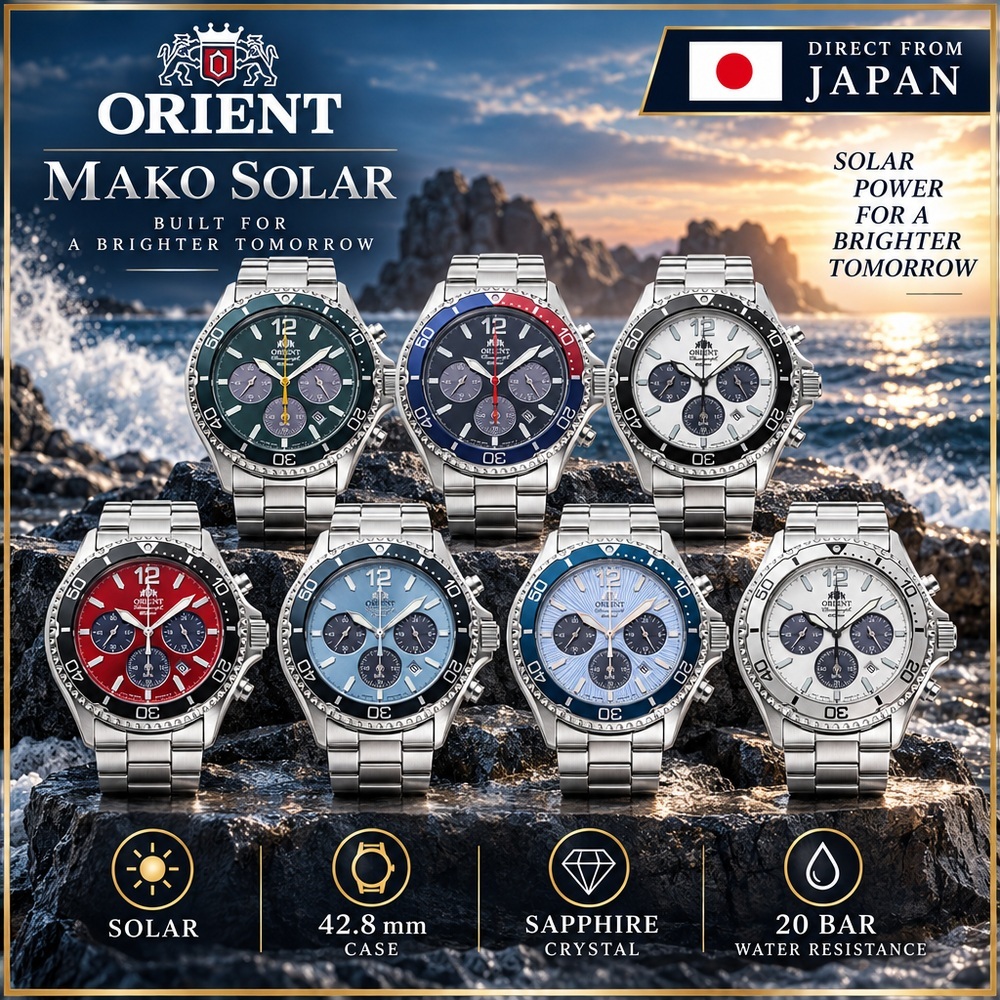 Relógio cronógrafo Orient Mako movido a energia solar, RN-TX0206L