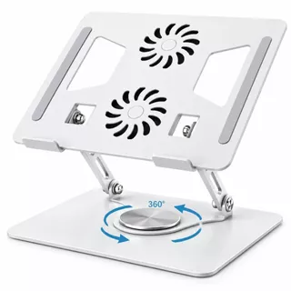 Suporte Apoio Dobrável de Notebook Tablet Laptop Alumínio Ergonômico Rotativo Giro 360° Regulável C/Cooler